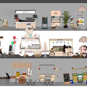 现代移动售货车 早餐推车 小吃推车